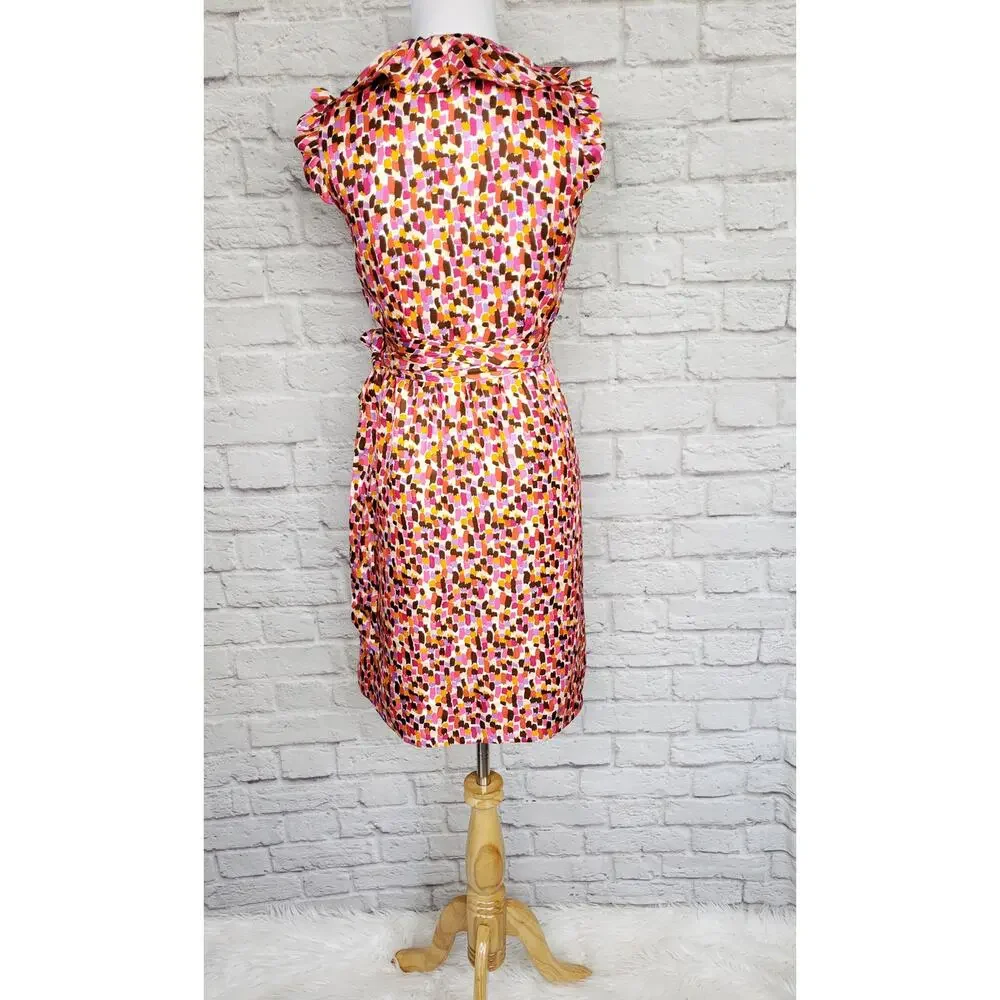 Kate Spade Aubrey Pink Ruffle Silk Wrap Dress Event NYE Going Out Preppy Sz 4